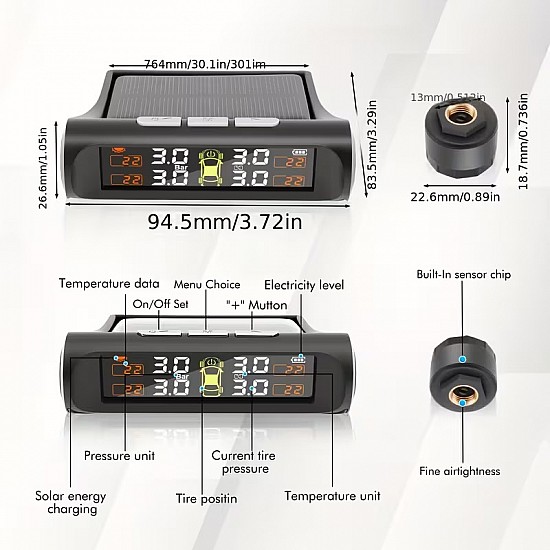 4-Sensor Tyre Pressure & Temperature Monitor TPMS 4-Sensor Tyre Pressure & Temperature Monitor TPMS