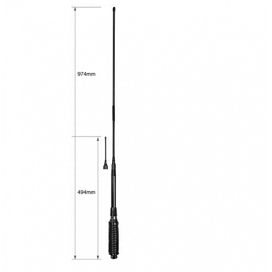 Uniden AT880BK All Black 6.5 dbi + 3dbi  UHF CB Antenna Package