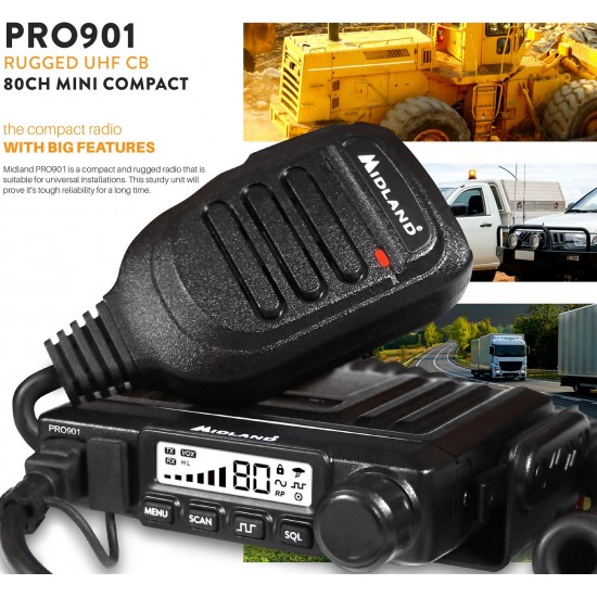 Midland PRO901 Rugged Mini 80 Channel UHF CB Radio Midland PRO901 Rugged Mini 80 Channel UHF CB Radio