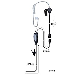 1 Wire Acoustic Airtube Headset with Inline PTT/Microphone suit Icom IC41W IC41S IC41PRO