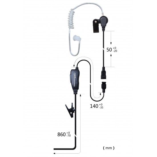 1 Wire Acoustic Airtube Headset with Inline PTT/Microphone suit Icom IC41W IC41S IC41PRO
