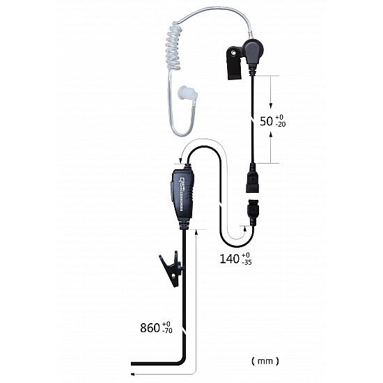 1 Wire Acoustic Airtube Headset with Inline PTT/Microphone suit Icom