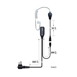 2 Wire Acoustic Airtube Headset with Inline PTT/Microphone suit Icom IC41W IC41S IC41PRO