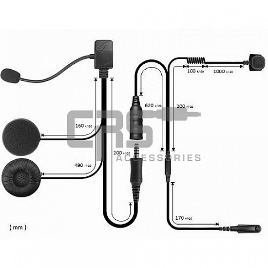 CRS Motorcycle Helmet Kit for UHF Radio - Radio Body Mount