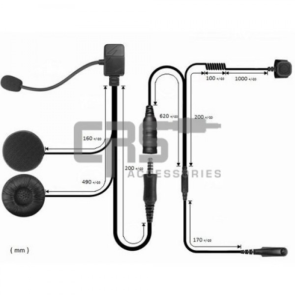 CRS Motorcycle Helmet Kit for UHF Radio - Radio Body Mount