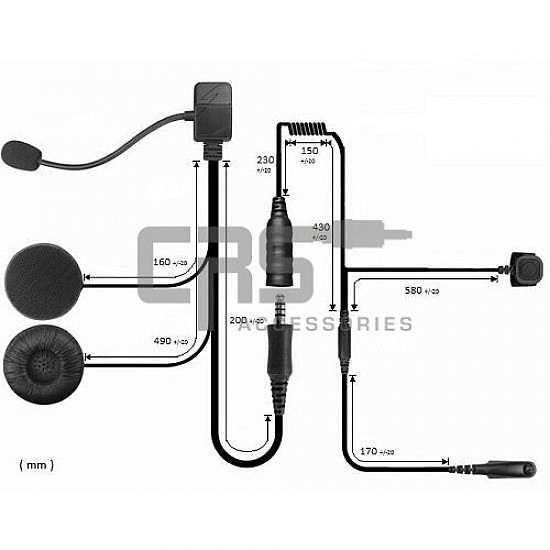 CRS Motorcycle Helmet Kit for UHF Radio - Radio Handle Bar  Mount