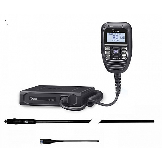 Icom IC-455 80 Channel UHF CB + RFI CDQ5000 CDQ34 Twin Antenna Bundle Icom IC-455 80 Channel UHF CB + RFI CDQ5000 CDQ34 Twin Antenna Bundle