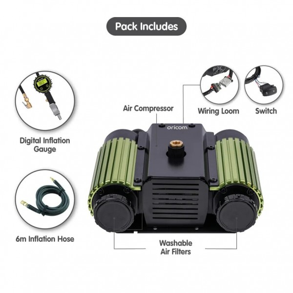ORICOM AIR40 Twin Cylinder Air Compressor + Inflation Kit ORICOM AIR40 Twin Cylinder Air Compressor + Inflation Kit