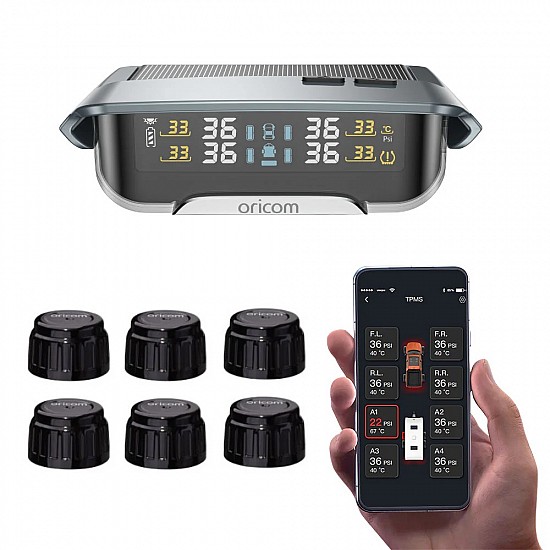 Oricom TPS10-6E II Real Time Tyre Pressure Monitoring System Including 6 Sensors and Bluetooth APP Control Oricom TPS10-6E II Real Time Tyre Pressure Monitoring System Including 6 Sensors and Bluetooth APP Control