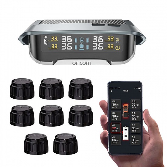 Oricom TPMS10-8E II Tyre Pressure Monitoring System Incl. 8 External Sensors with APP Control Settings Oricom TPMS10-8E II Tyre Pressure Monitoring System Incl. 8 External Sensors with APP Control Settings