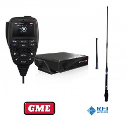 GME XRS330C UHF 5W Bluetooth UHF CB + RFI CD963 6.5dbi Twin Antenna Kit