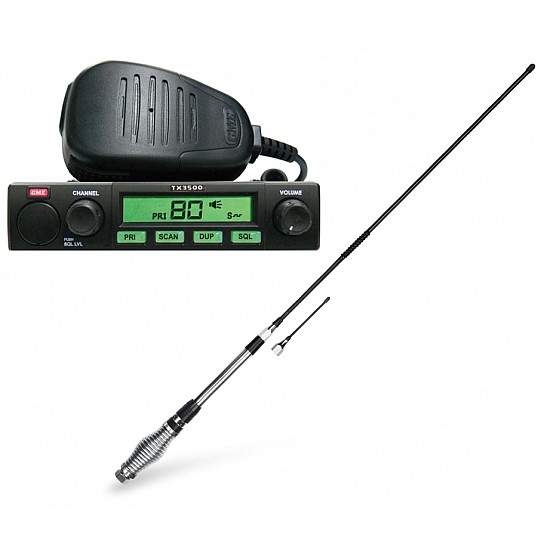 GME TX3500S  80 Channel UHF CB Radio + AT880 6.5dBi + 3dBi Antenna Pack