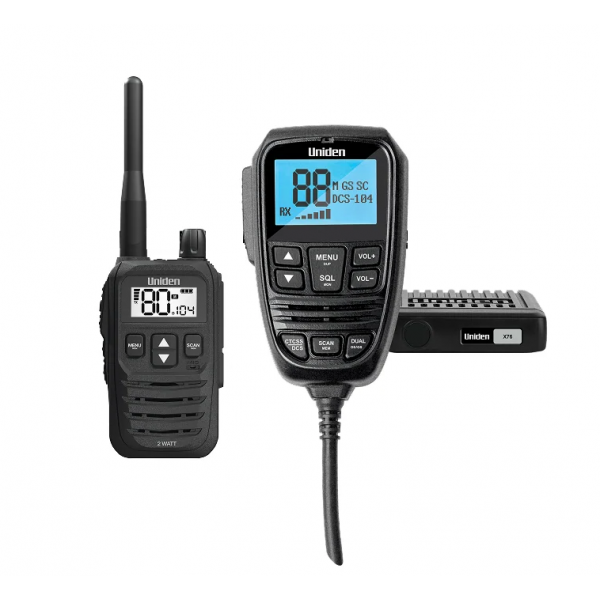 Uniden X76 + UH825 2 Watt Handheld Pack
