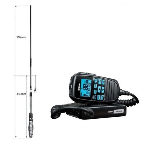 Uniden UH8060S 80 Channel UHF CB Radio + Uniden AT880 3 + 6dbi Antenna Pack