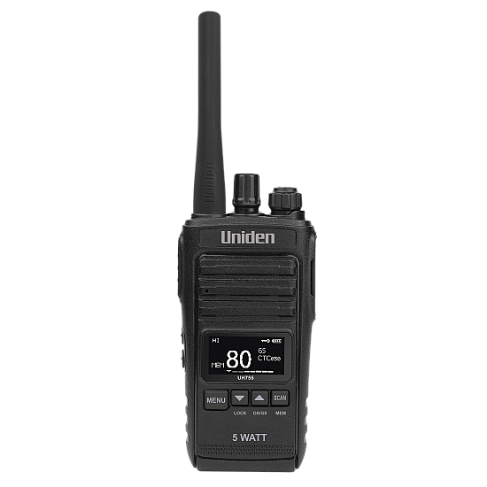 Uniden UH755 CH 5 Watt UHF CB Splashproof Handheld Radio