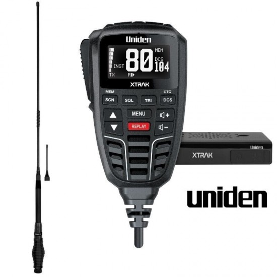 Uniden XTRAK 80 UHF CB Radio & AT880BK 6.5dBi & 3dBi Heavy Duty Twin Antenna Kit Uniden XTRAK 80 UHF CB Radio & AT880BK 6.5dBi & 3dBi Heavy Duty Twin Antenna Kit