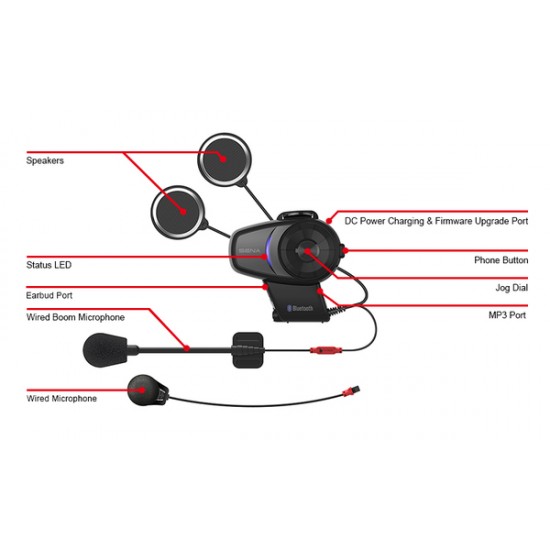 SENA 10C Pro Bluetooth Motorcycle Camera and Headset Intercom