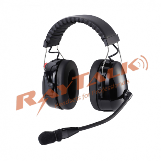 Heavy Duty Dual Earmuff Noise Cancelling Headset + Inline PTT ( Over-head model )