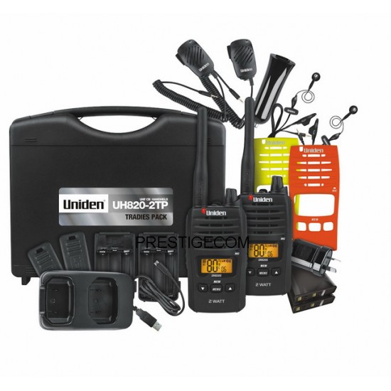 Uniden UH820S-2 Tradies Pack 2W Uhf CB Twin Deluxe Handheld Radio Uniden UH820S-2 Tradies Pack 2W Uhf CB Twin Deluxe Handheld Radio