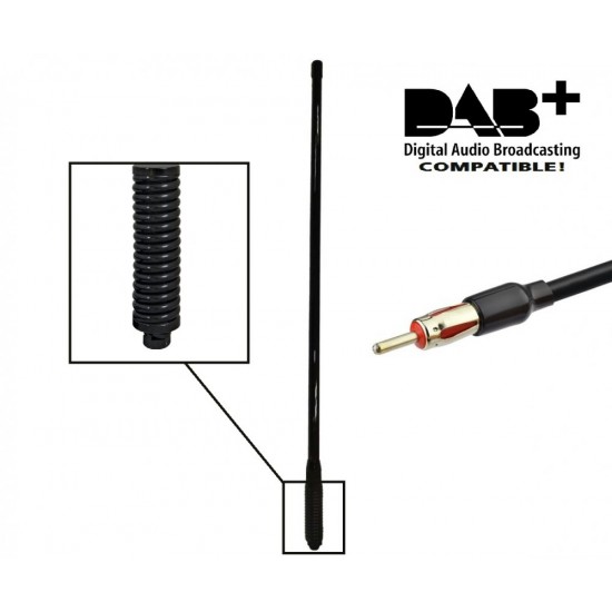 Signal Master AM / FM / DAB Radio Bullbar Mount Antenna ALL Black + Cable Kit