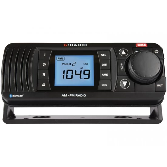 GME GR300BT  Marine AM/FM Radio with Bluetooth - Black