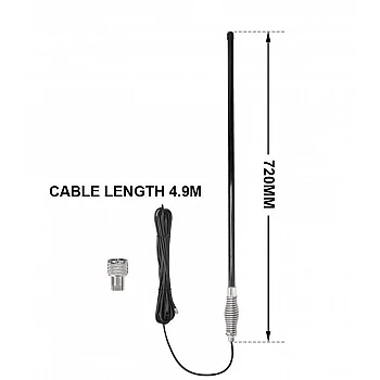 Axis CH5T Black 5db 750mm Fibreglass UHF CB Antenna