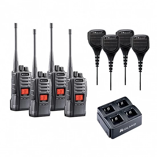Midland PRO5X-4 5 Watt UHF CB Handheld Tradies 4 Pack