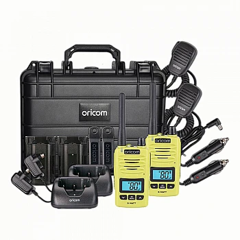 Oricom DTXTP600 Lime 5 Watt IP67 Waterproof Handheld UHF CB Radio Trade Pack (Twin Lime Radios)