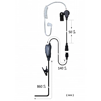 Acoustic Airtube Headset with Inline PTT/Microphone suit Motorola