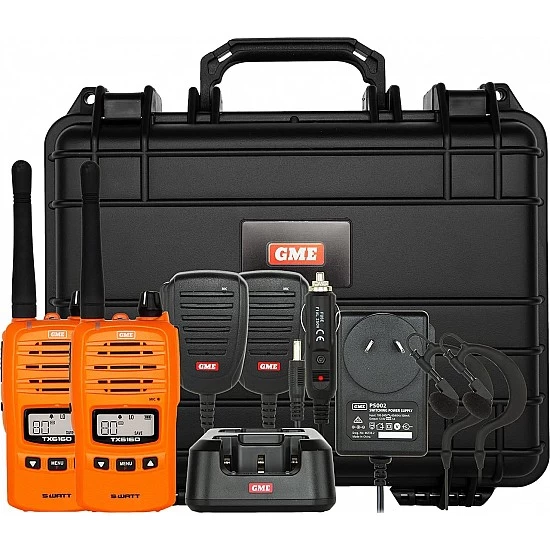 GME TX6165OTP Orange 5 watt IP67 Handheld UHF CB Tradies Pack