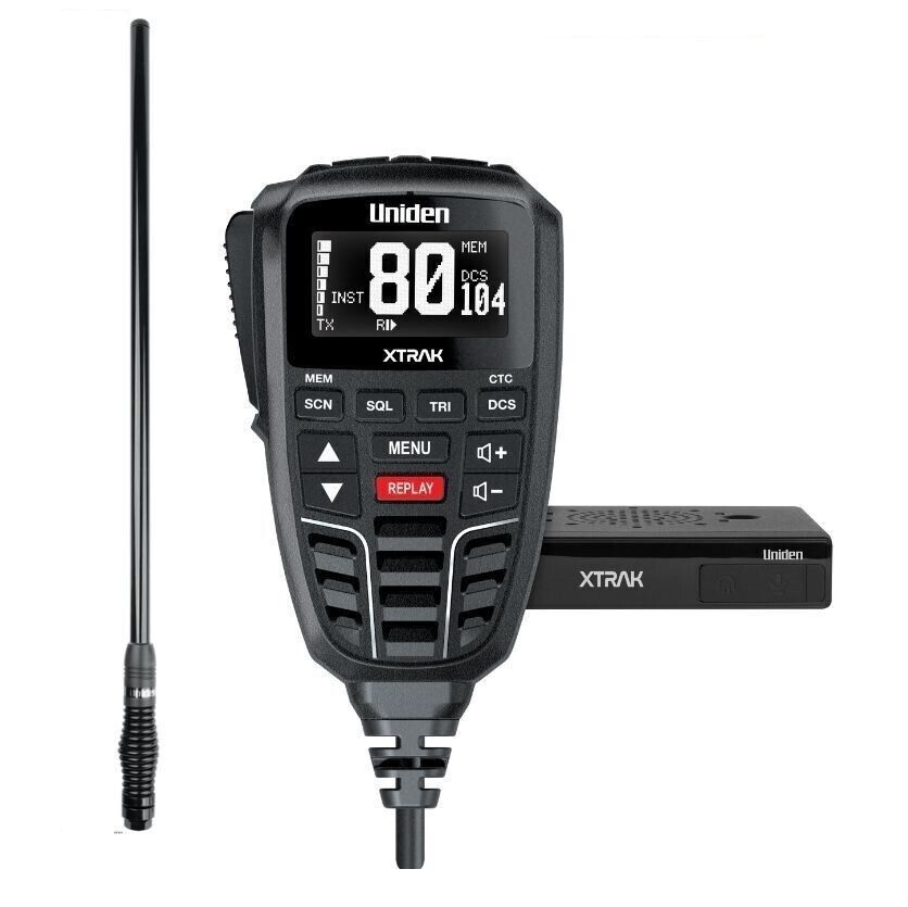 Uniden XTRAK 80 UHF CB Radio & AT500BK 5.5dBi  Heavy Duty Twin Antenna Kit