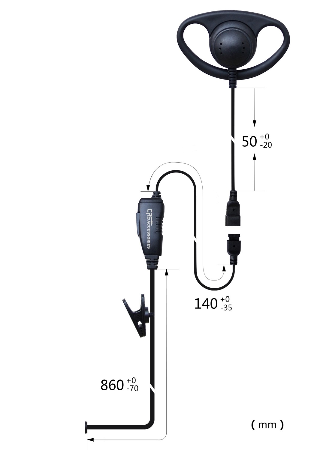1 Wire D Hook Headset with Inline PTT / Microphone 1 Wire D Hook Headset with Inline PTT / Microphone