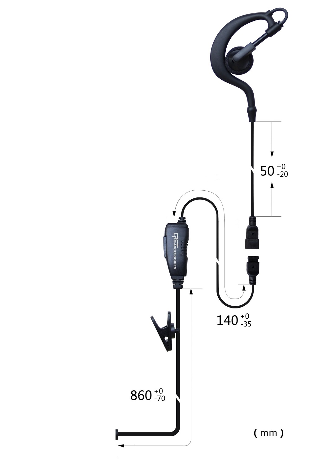1 Wire Earhook Earpiece with Inline PTT/Microphone 1 Wire Earhook Earpiece with Inline PTT/Microphone