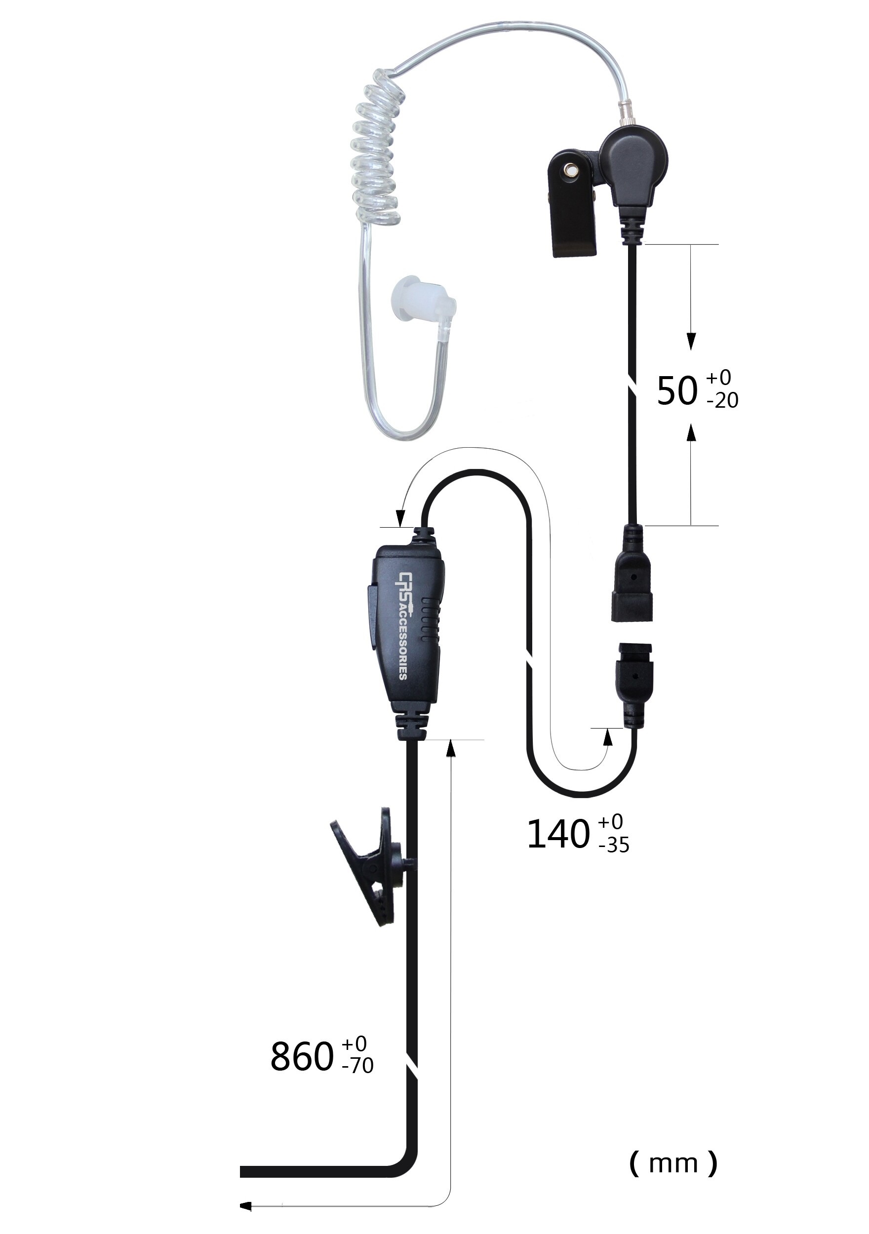 Acoustic Airtube Headset with Inline PTT/Microphone suit Motorola