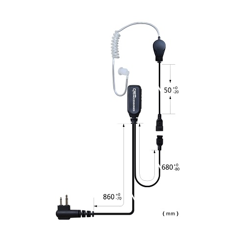 2 Wire Acoustic Airtube Headset with Inline PTT/Microphone suit Icom IC41W IC41S IC-41PRO
