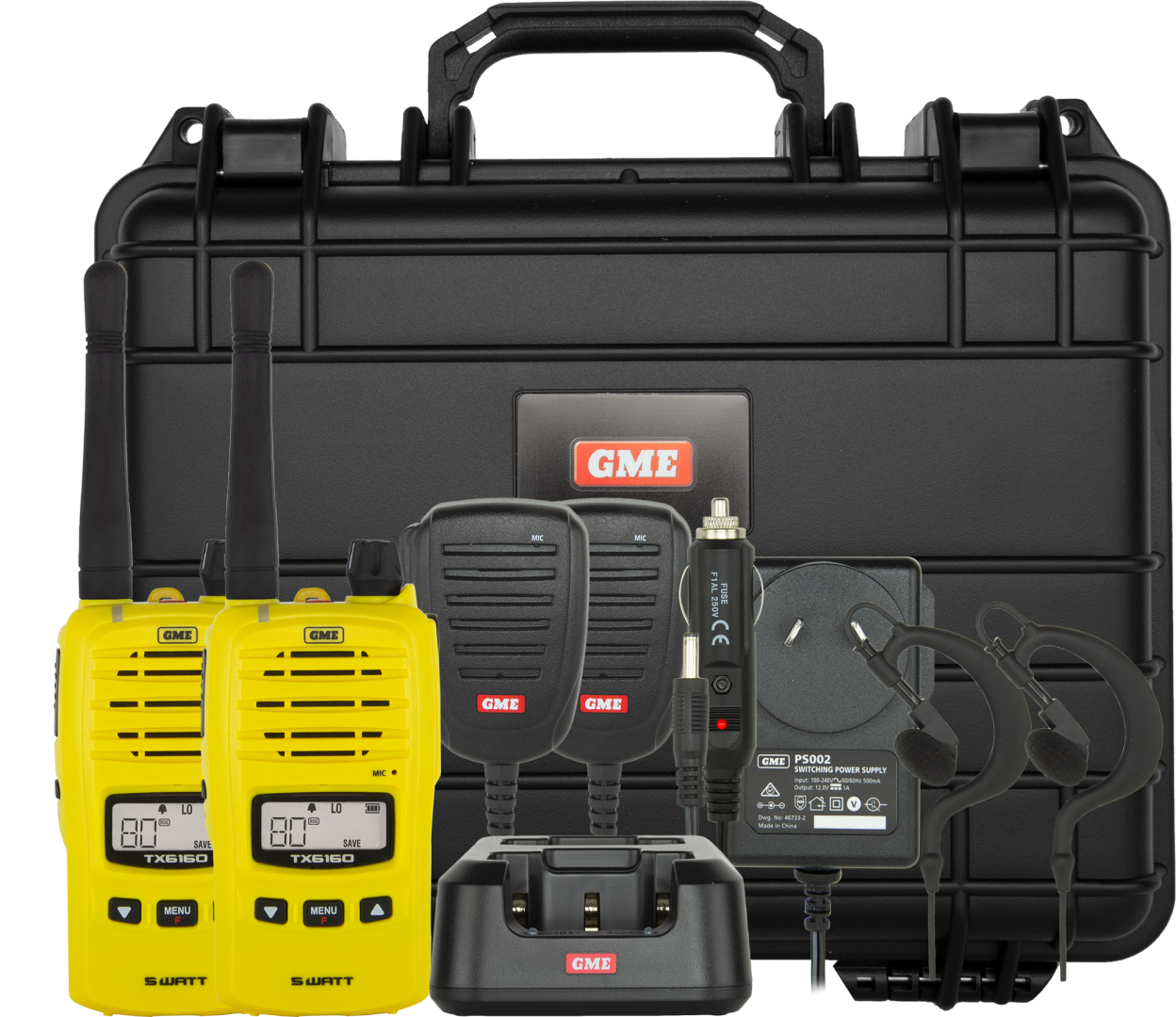 GME TX6165YTP Yellow 5 watt IP67 Handheld UHF CB Tradies Pack