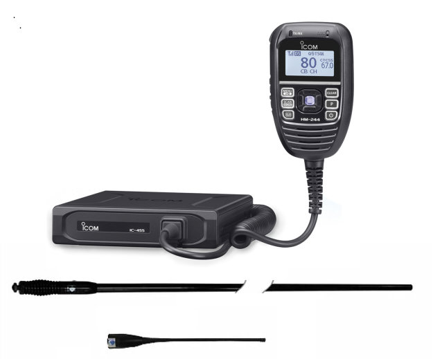 Icom IC-455 80 Channel UHF CB + RFI CDQ5000 CDQ34 Twin Antenna Bundle Icom IC-455 80 Channel UHF CB + RFI CDQ5000 CDQ34 Twin Antenna Bundle