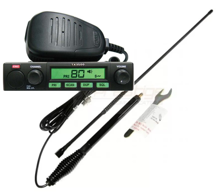 GME TX3500S  80 Channel UHF CB Radio + AT870 Black 6.5dBi  Antenna Pack