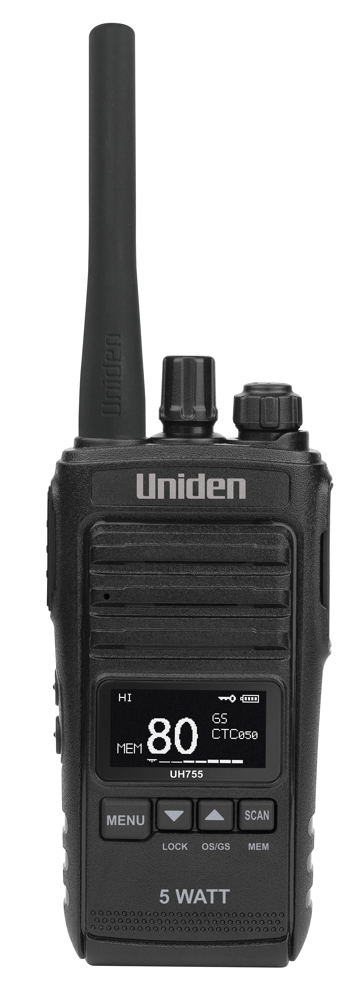 Uniden UH755 CH 5 Watt UHF CB Splashproof Handheld Radio